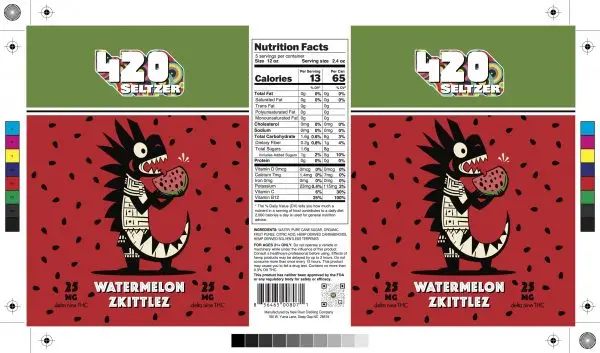 420 Seltzer Watermelon Zkittlez 25mg 4-Pack - Image 2