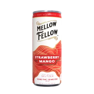 Mellow Fellow Strawberry Mange 10mg Delta 9 THC + 10mg CBD Seltzer 4-Pack