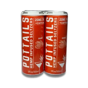 Pottails Orange 20mg THC Infused Seltzer + Caffeine 4-Pack