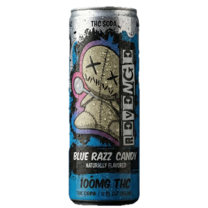 Revenge THC Soda - Blue Razz Candy - 100MG 4-Pack