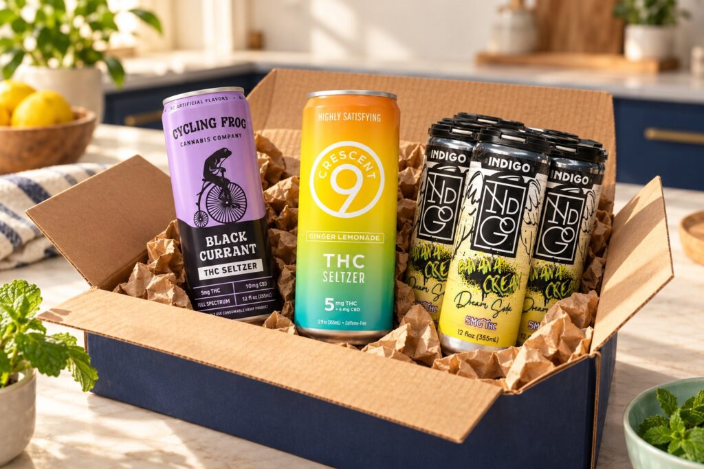 Crescent 9, Cycling Frog and Indigo products in a mixed shipping carton