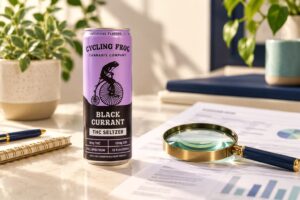 Cycling Frog Black Currant beside a magnifier and illustrative lab document