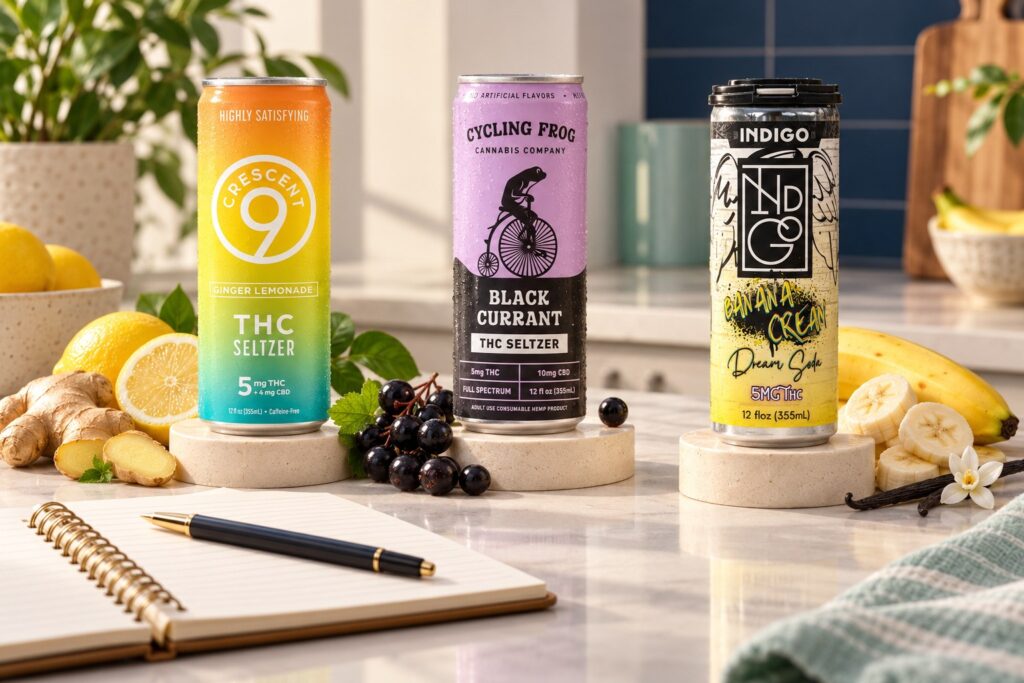 Crescent 9, Cycling Frog and Indigo products presented side by side