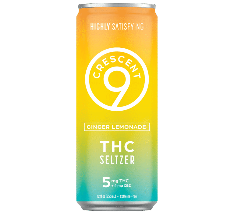 Crescent 9 Ginger Lemonade can labeled 5mg THC and 4mg CBD.
